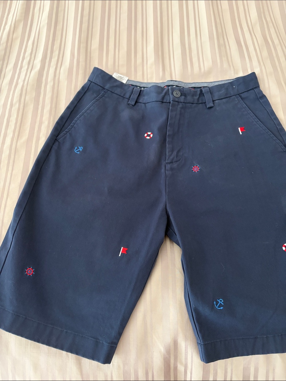 Brooks Brothers Navy Embroidered Nautical Shorts